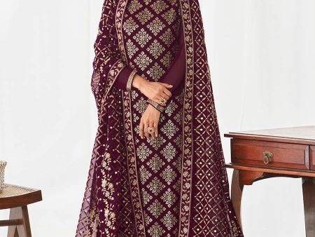 Myra Purple Real Georgette Palazzo Style Suit Supply