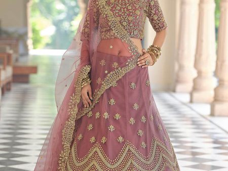 Myra Mauve Net Embroidered Lehenga Online Sale