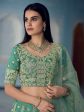 Myra Turquoise Organza Embroidered Lehenga Discount