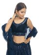 Myra Navy Blue Velvet Embroidered Designer Lehenga Fashion