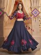 Myra Navy Blue Koti Style Viscose Rayon Embroidered Designer Navratri Special Lehenga on Sale