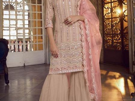 Myra Peach Heavy Embroidered Gharara Suit Supply