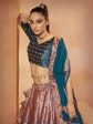 Myra Teal Blue Velvet Embroidered Designer Lehenga Choli on Sale