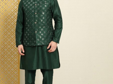 House of Pataudi Men Sequinned Rozana Kurta with Pyjamas Fashion