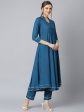 Khushal K Women Blue Regular Gotta Patti Kurta with Trousers & With Dupatta Fashion