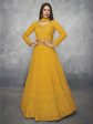 Myra Mustard Yellow Georgette Embroidered Anarkali Suit Cheap