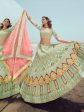 Myra Pista Green Gorgette Embroidered Designer Lehenga Choli Hot on Sale