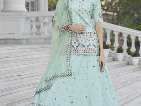 Myra Sky Blue Embroidered Designer Lehenga Fashion