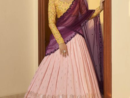 Myra Multicolour Georgette Mukaish Work Designer Lehenga Supply