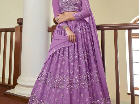 Myra Lilac Georgette Embroidered Lehenga on Sale