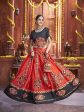 Myra Red Art Silk Gamthi Work Designer Lehenga on Sale