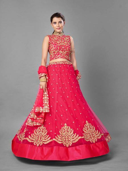 Myra Red Heavy Embroidered Soft Net bridal Lehenga Online Hot Sale