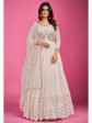 Myra White Pure Georgette Embroidered Gown For Discount