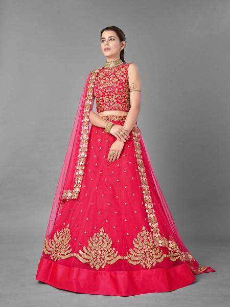 Myra Red Heavy Embroidered Soft Net bridal Lehenga Online Hot Sale