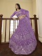 Myra Lilac Georgette Embroidered Lehenga on Sale