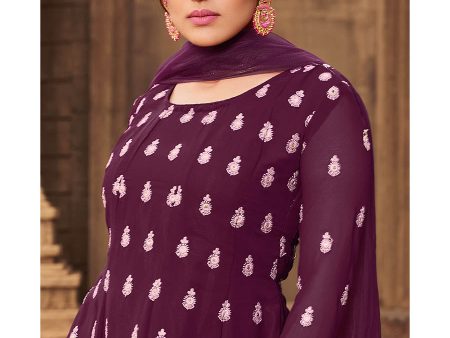 Myra Purple heavy Georgette Koti Style Embroidered Sharara Suit For Cheap