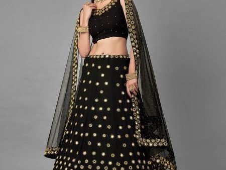 Myra Black Heavy Embroidered Georggette bridal Lehenga Sale