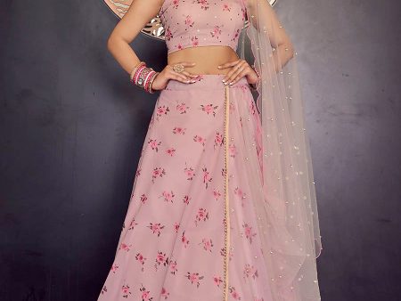 Myra Baby Pink Georgette Embroidered Designer Lehenga Online Sale