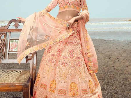 Myra Peach Georgette Embroidered Designer Lehenga Choli Fashion