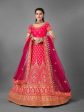 Myra Pink Heavy Embroidered Satin Bridal Lehenga Discount