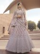 Myra Mauve Heavy Embroidered Soft Net bridal Lehenga For Sale