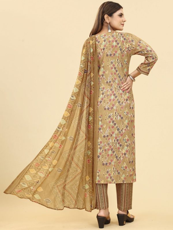 Kalini Ethnic Motif Printed Notched Neck Gotta Patti Kurta With Trousers & Dupatta Online Hot Sale