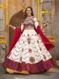 Myra Pearl White Viscose Rayon and Cotton Embroidered with Print Designer Lehenga Hot on Sale