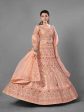 Myra Peach Heavy Embroidered Satin Bridal Lehenga Hot on Sale