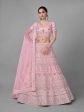 Myra Traditional Bridal Lehenga in Pink Heavy Embroidered Soft Net on Sale