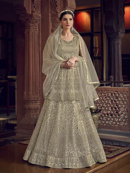 Myra Off White Embroidered Butterfly Net Anarkali Suit Sale