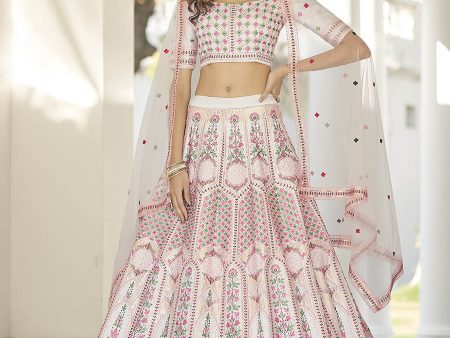 Myra White Heavy Embroidered Designer Lehenga For Cheap