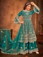 Myra Rama Green Heavy Embroidered Gharara Suit Cheap