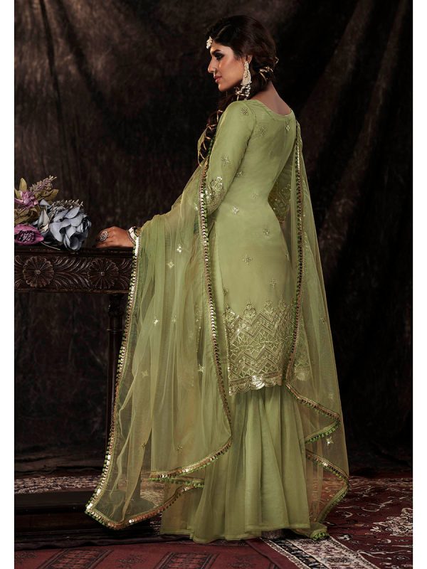 Myra Parrot Net Embroidered Sharara Suit Online