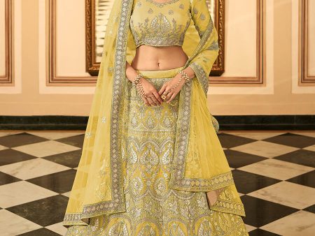 Myra Traditional Yellow Organza Embroidered Lehenga Choli Online Sale