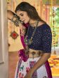 Myra White and Navy blue Maslin Cotton Embroidered Navratri Special Lehenga on Sale