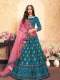 Myra Sky Blue Satin Embroidered Lehenga For Cheap