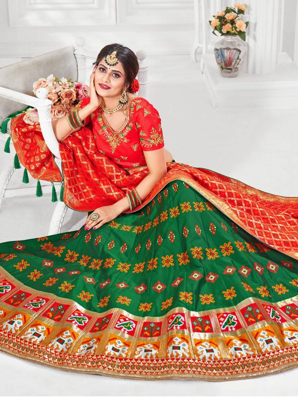 Myra Multicolour Jaquard Silk Designer Lehenga For Women Supply