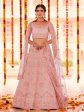 Myra Peach Organza Embroidered Designer Lehenga Online Hot Sale