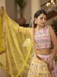 Myra Pink and Yellow Georgette Embroidered Designer Lehenga Discount