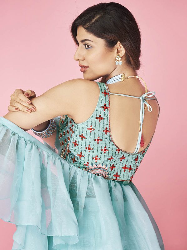 Myra Sky Blue Art Silk Designer Lehenga Online now