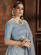 Myra Sky Blue Soft Net Heavy Embroidered Lehenga Hot on Sale