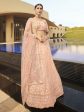 Myra Peach Heavy Embroidered Soft Net Bridal Lehenga For Cheap