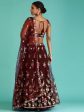 House of Panchhi Burgundy Net Sequinse Work Lehenga & Blouse, Dupatta Online