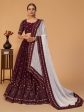 Myra Plum Georgette Embroidered Designer Lehenga on Sale