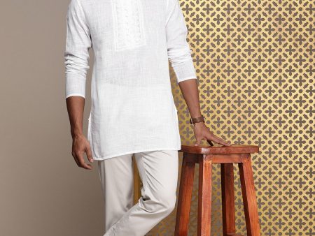 House of Pataudi Ethnic Motifs Embroidered Thread Work Pure Cotton Jashn Kurta For Cheap