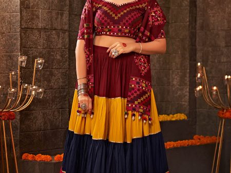 Myra Multicolour Rayon Embroidered Designer Navratri Special Lehenga Online Hot Sale