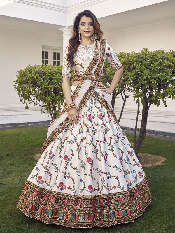 Myra White Silk Heavy Embroidered Lehenga Supply