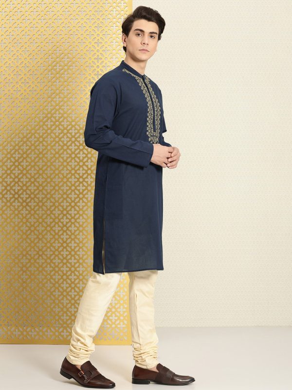 House of Pataudi Men Pure Cotton Yoke Design Jashn Kurta Sale