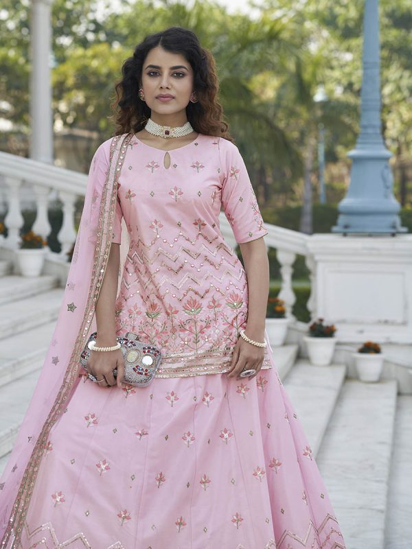 Myra Baby Pink Embroidered Designer Lehenga Discount