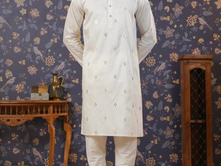 House of Pataudi Embroidered Mirror Work Straight Kurta With Pyjama Supply